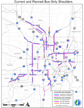 Map of bus-only shoulder