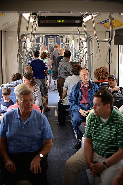 Customers riding the METRO Green Line.
