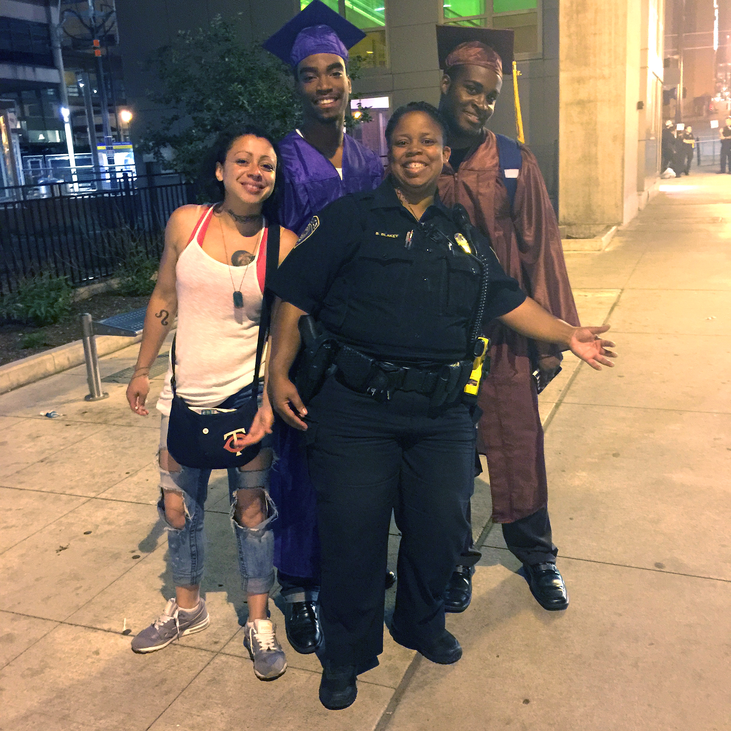 Metro Transit officer Brooke Blakey with participants in the department's Youth Diversion Program.