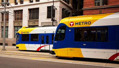 photo of new light rail vehicle in minneapolis