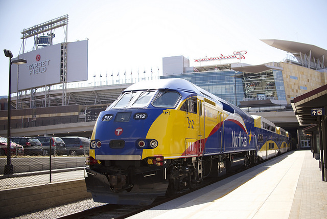 A Northstar train at Target Field Station in Minneapolis.