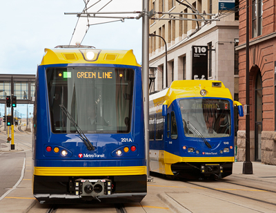photo of new light rail vehicle siemens minneapolis