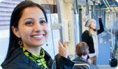 Woman in light rail train
