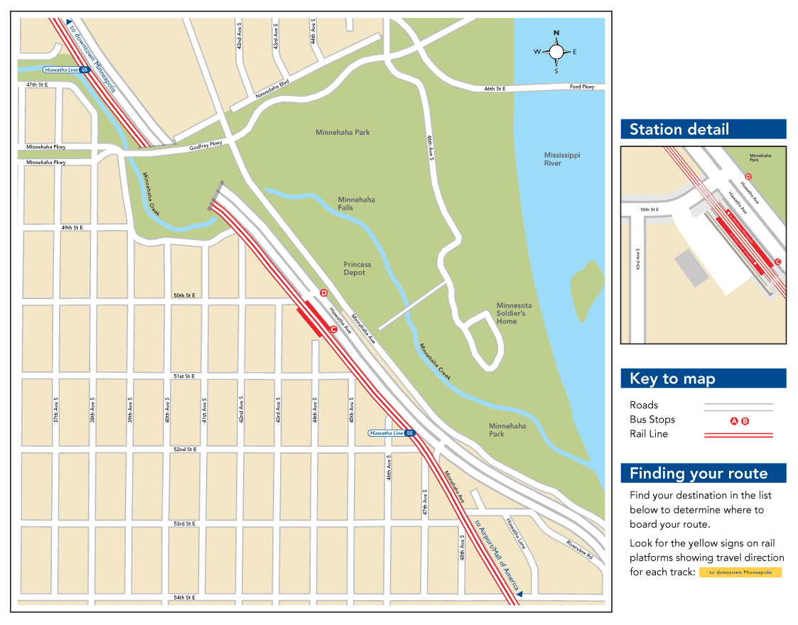 50th Street - Minnehaha Park Station Map