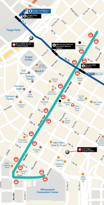 Nicollet Mall Free Ride Map