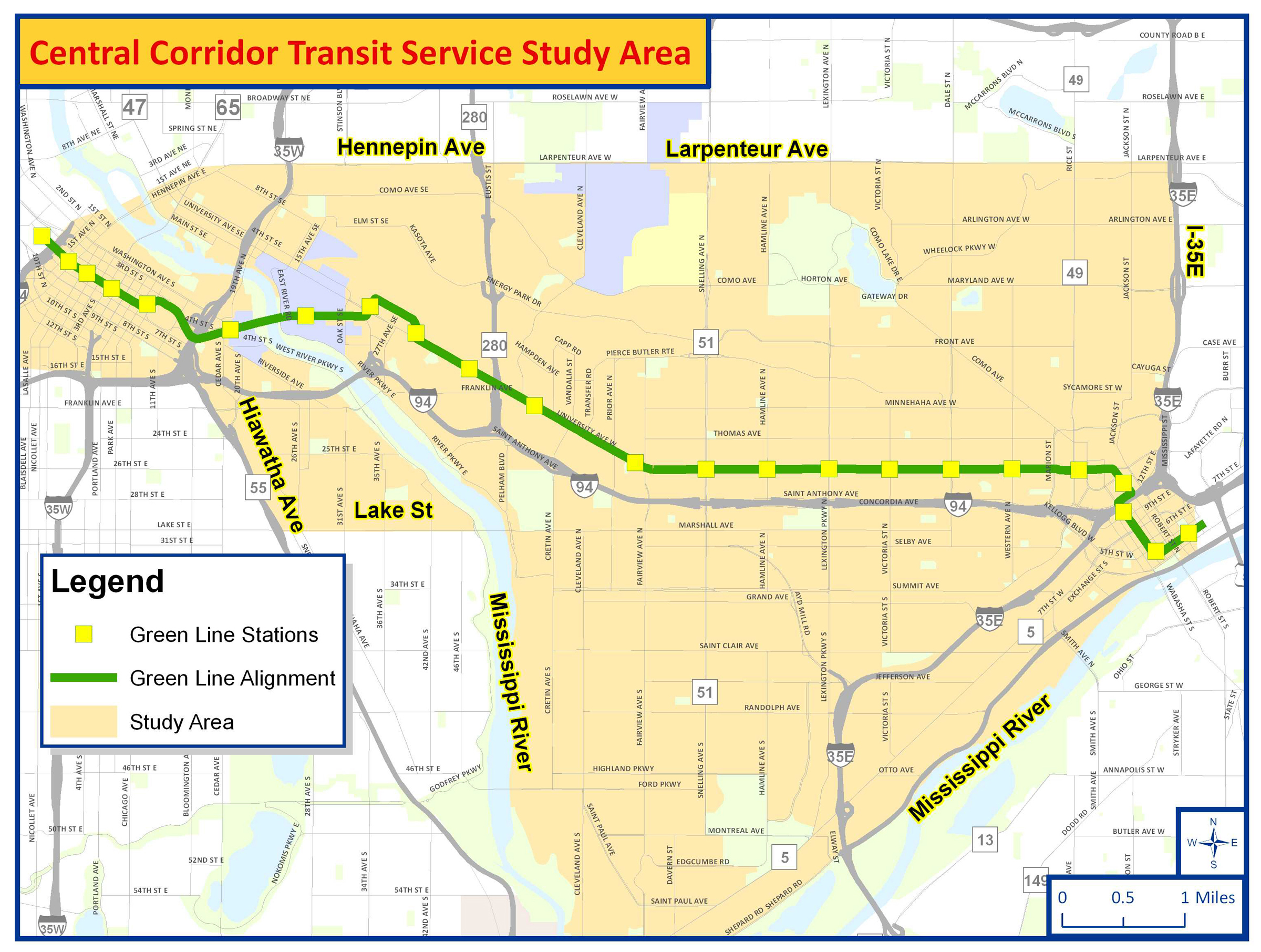 Map of Central Transit Study area Map of Central Transit Study area