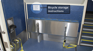 Bicycle storage instructions for train