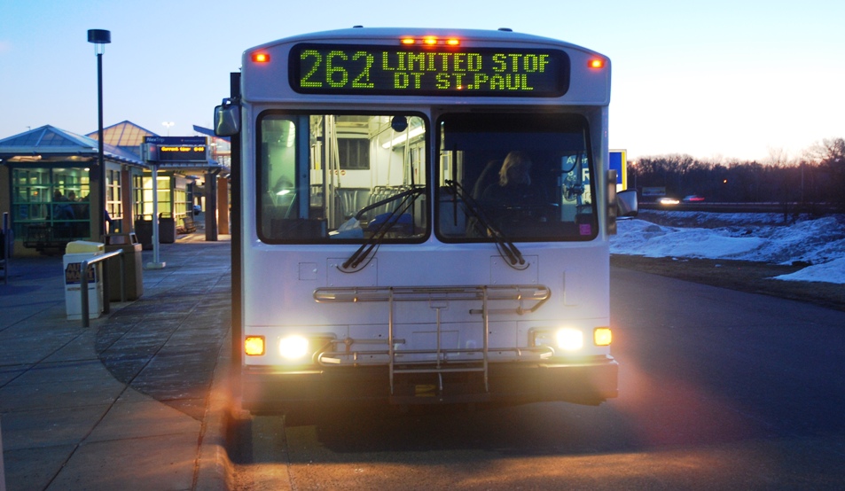 A Route 262 bus at the 95th Avenue Park & Ride in Blaine.