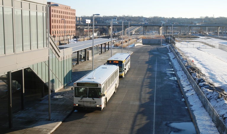A Route 262 bus at Union Depot Transit Center in St. Paul.