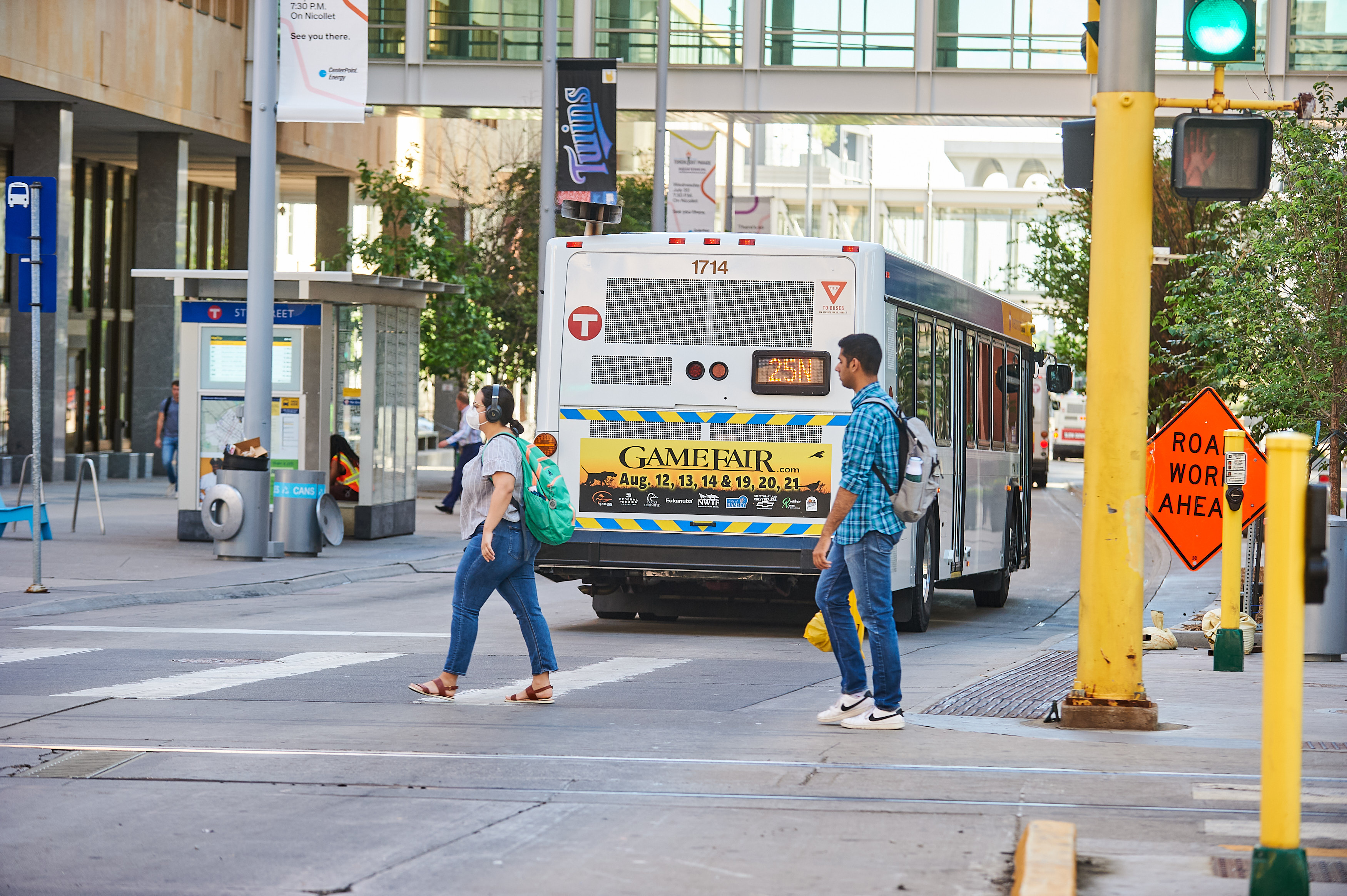 bus with advertisement on taillight.