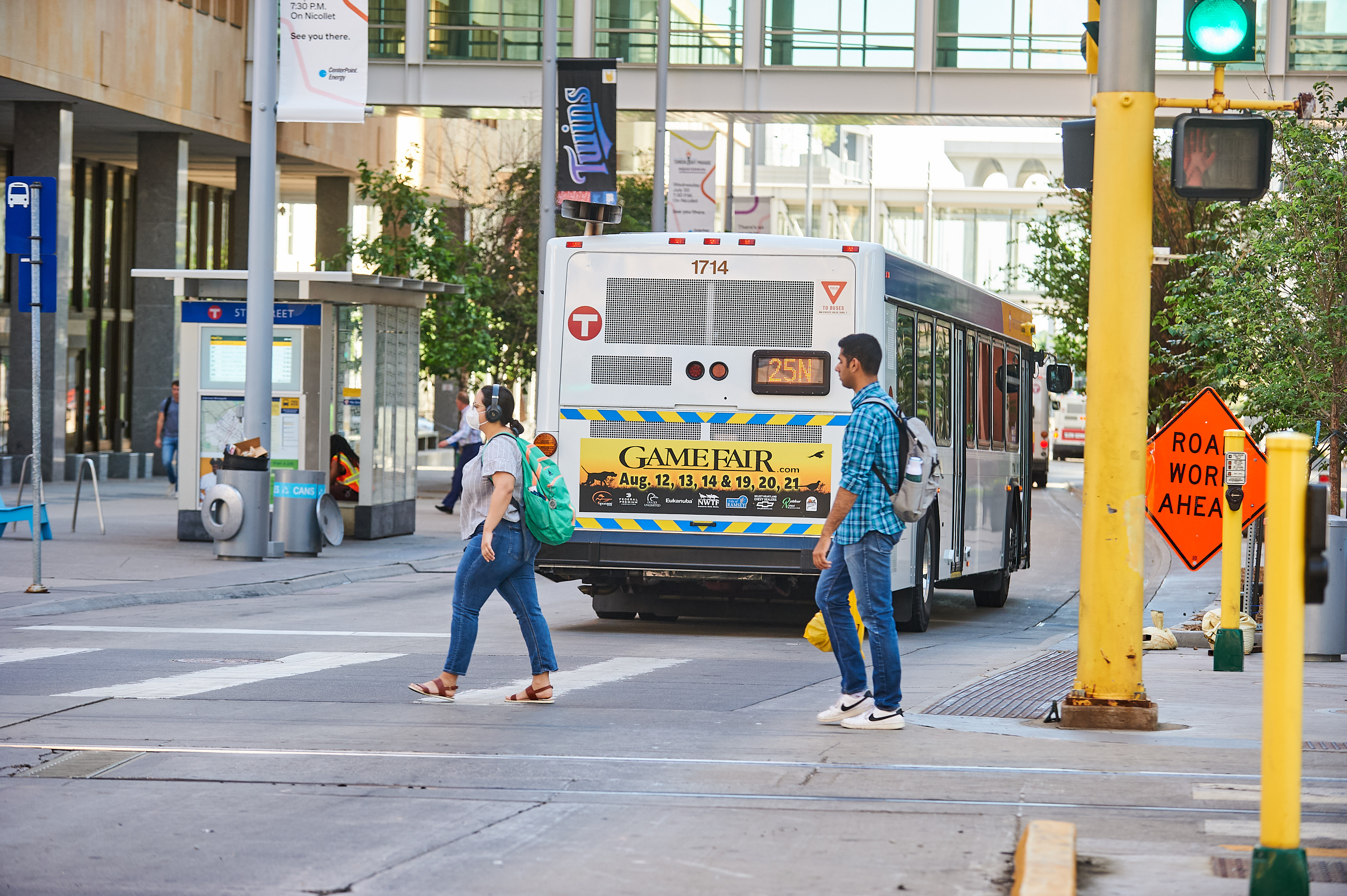 bus with advertisement on taillight.