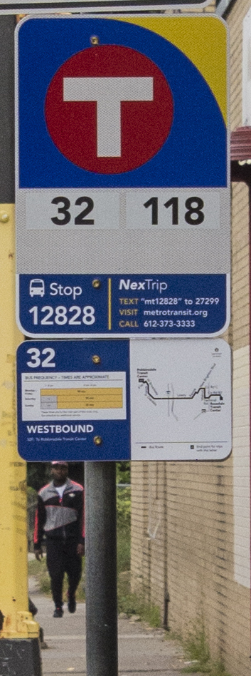 New Metro Transit bus stop sign