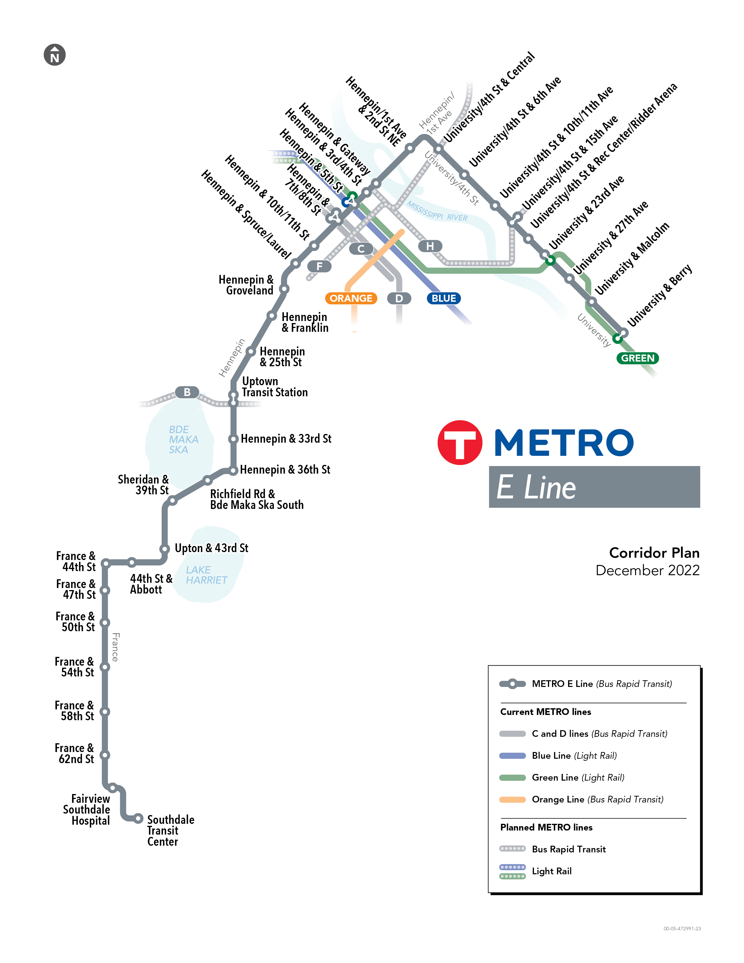 Map of METRO E Line Corridor