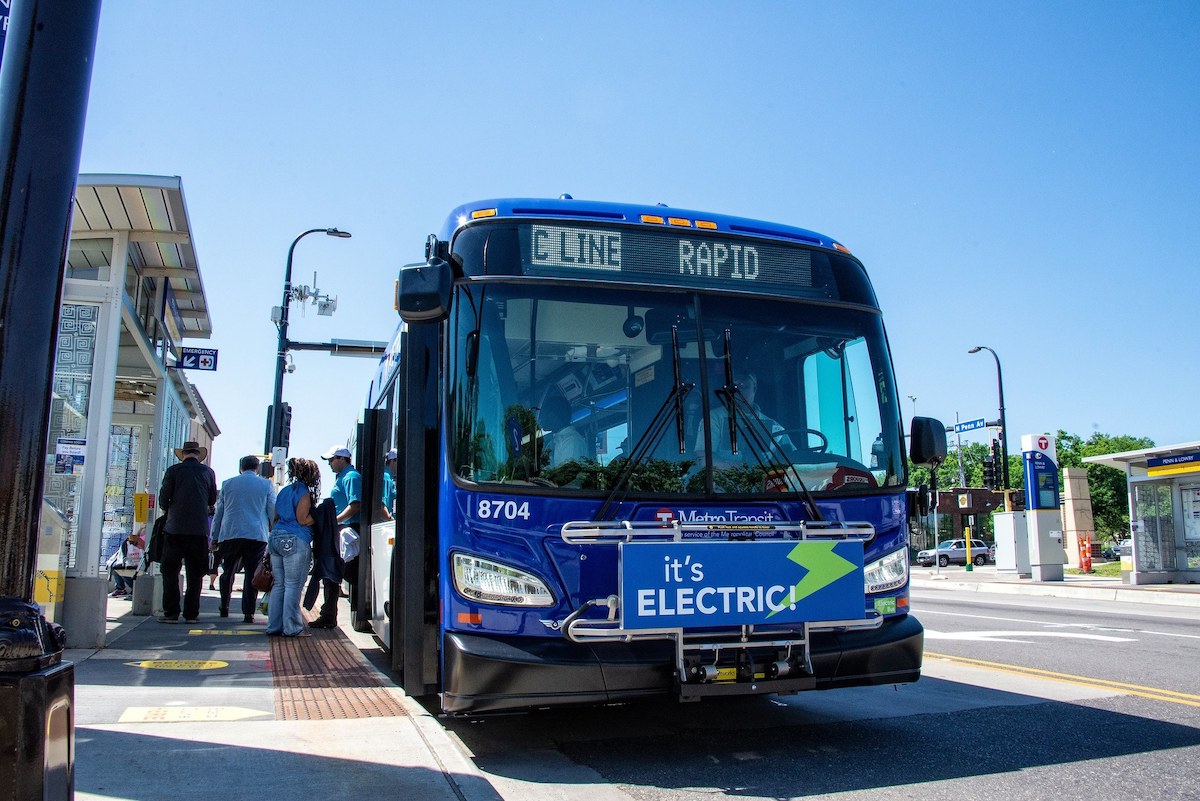 Electric buses by the numbers Vehicles Manufacturer: New Flyer of North America, St. Cloud Fleet size: 8 60-foot “articulated” buses Range: <100 miles Cost: $570,000 more than a diesel bus ($870,000), not including charging equipment Top speed: 65 mph 5 onboard 466 kWh batteries  Diesel-fired auxiliary heater to preserve range in cold weather Infrastructure 8 gas-pump style overnight chargers at Heywood Garage 2 rapid overhead chargers capable of 12-minute booster charges Performance 40% range reduction in cold temperatures Chargers have been unreliable, causing service delays In 2020, diesel buses were available 88% of the time; electrics 75% Strong partnership with Xcel Energy to power the electrics, including using renewable energy for overnight charging