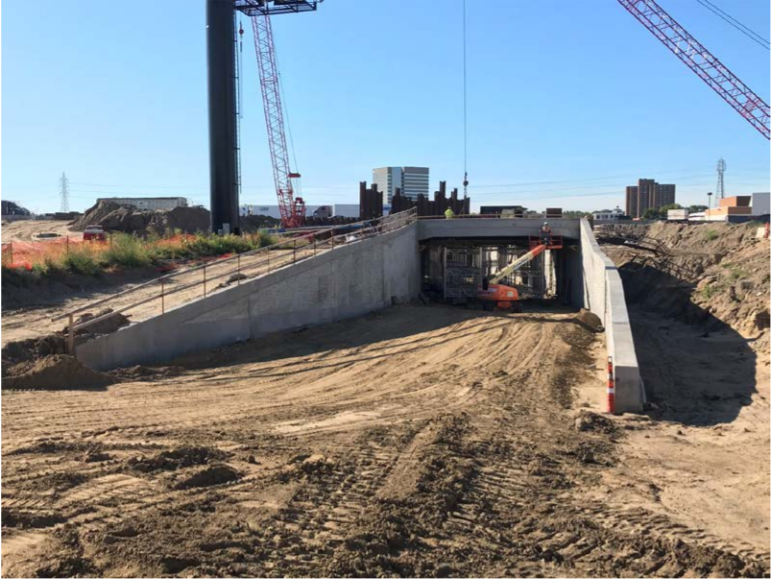 Construction photo - example of bridge construction on the Orange Line project