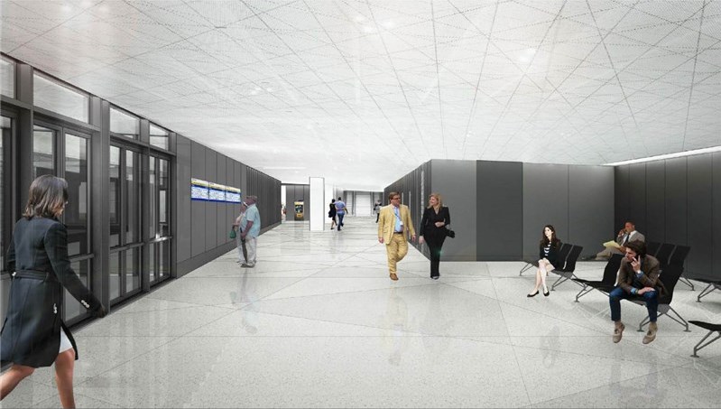 Rendering perspective in station looking west toward Mall of America station