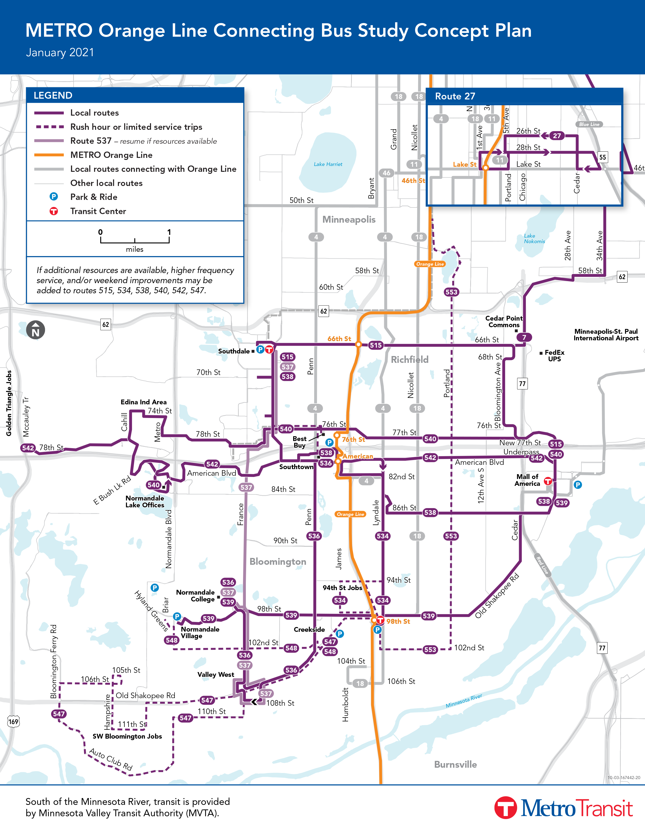 Map showing the Orange Line Connecting routes