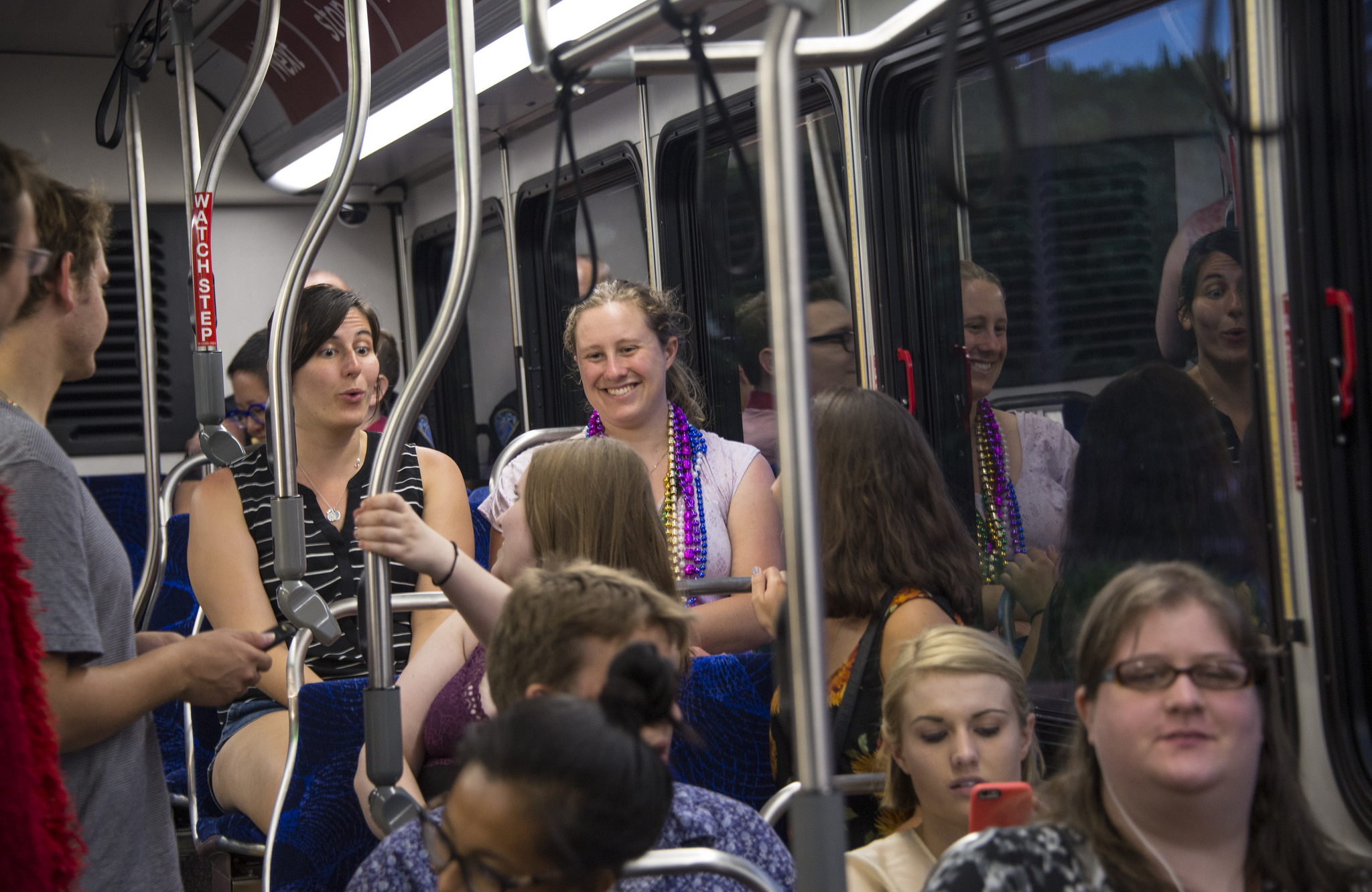 Riders on Metro Transit's new rapid bus line, the A Line. 