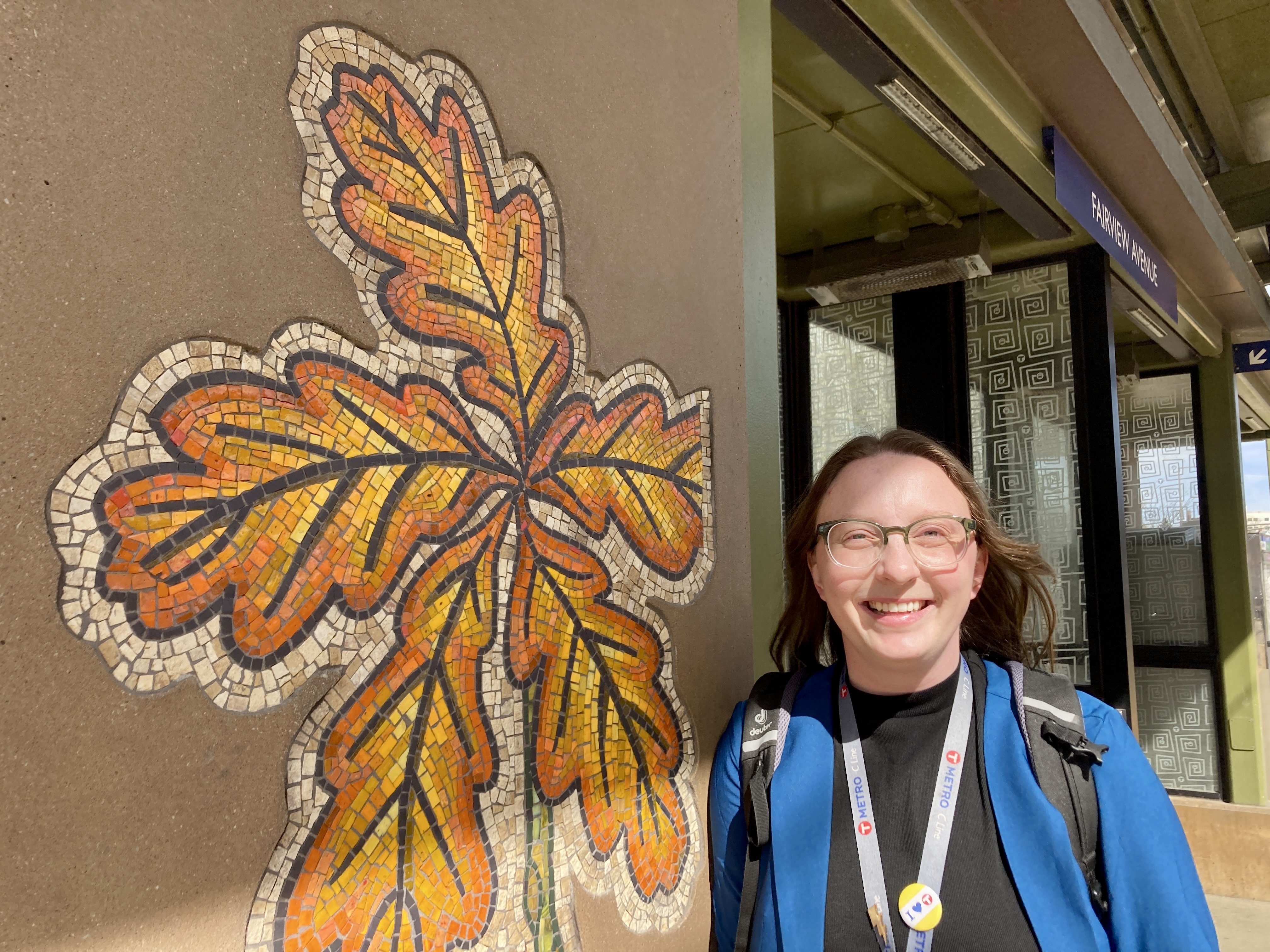 Engineer Claire Warren at the Green Line's Fairview Avenue Station. 