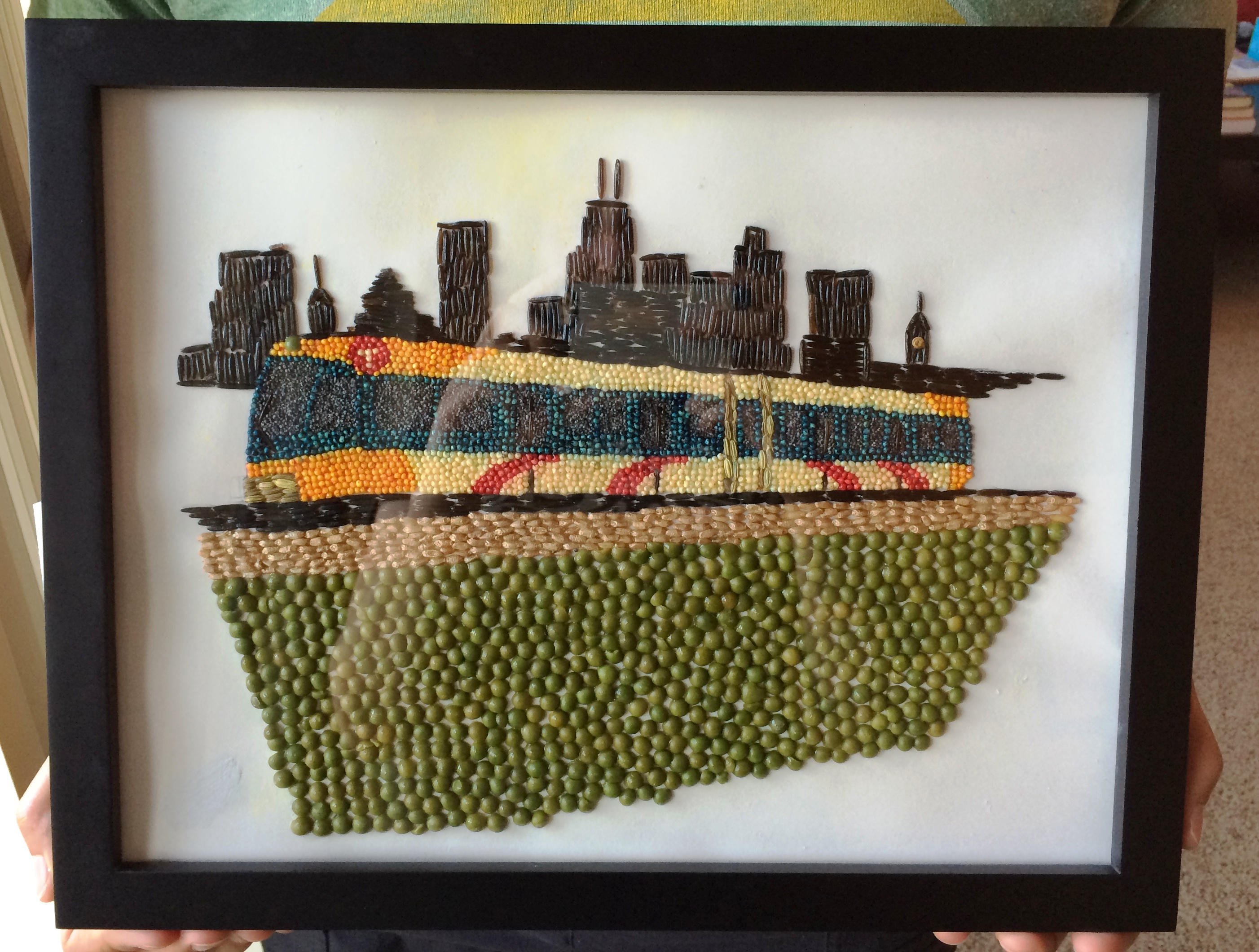 A crop art featuring a Metro Transit light rail train at the 2014 Minnesota State Fair.