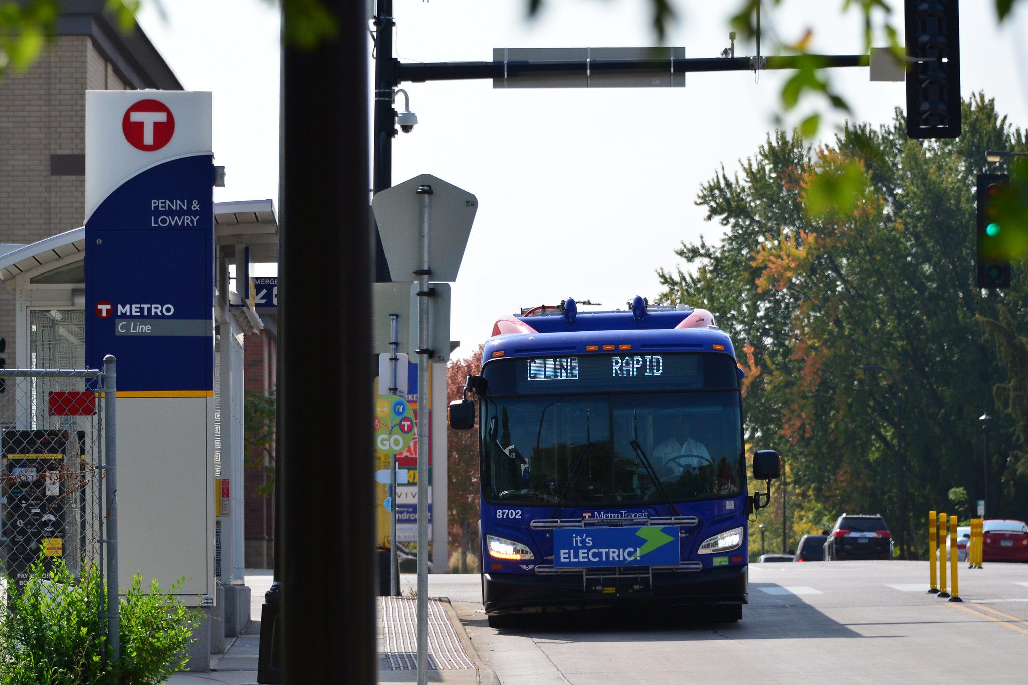 A METRO C Line electric bus at Penn & Lowry in Minneapolis. 