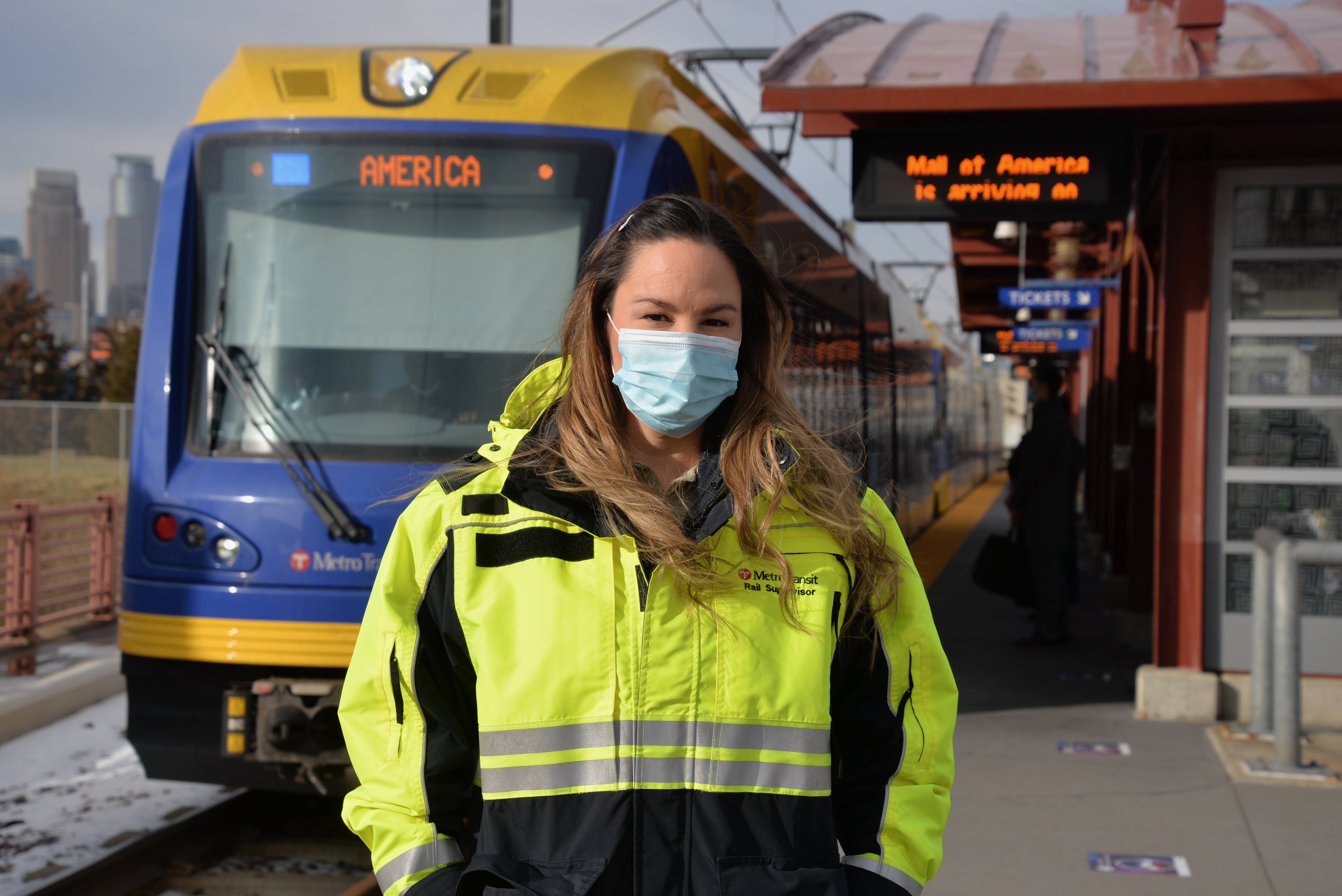 Rail Supervisor Kristen Fritz at the Blue Line's Franklin Avenue Station.