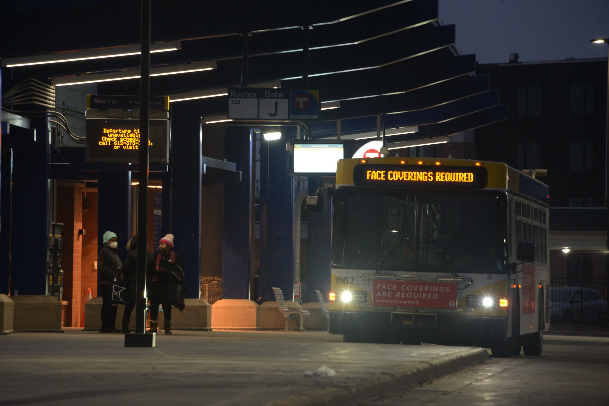 A bus at the Brooklyn Center Transit Center. 