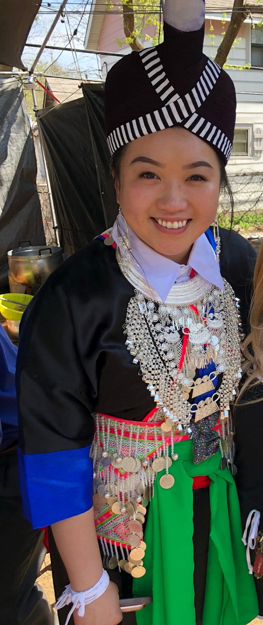 Nancy Xiong in traditional Hmong clothes. 