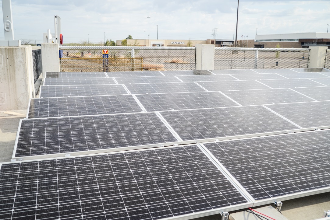 A 40-kilowatt solar array atop the Maplewood Mall Transit Center in Maplewood.
