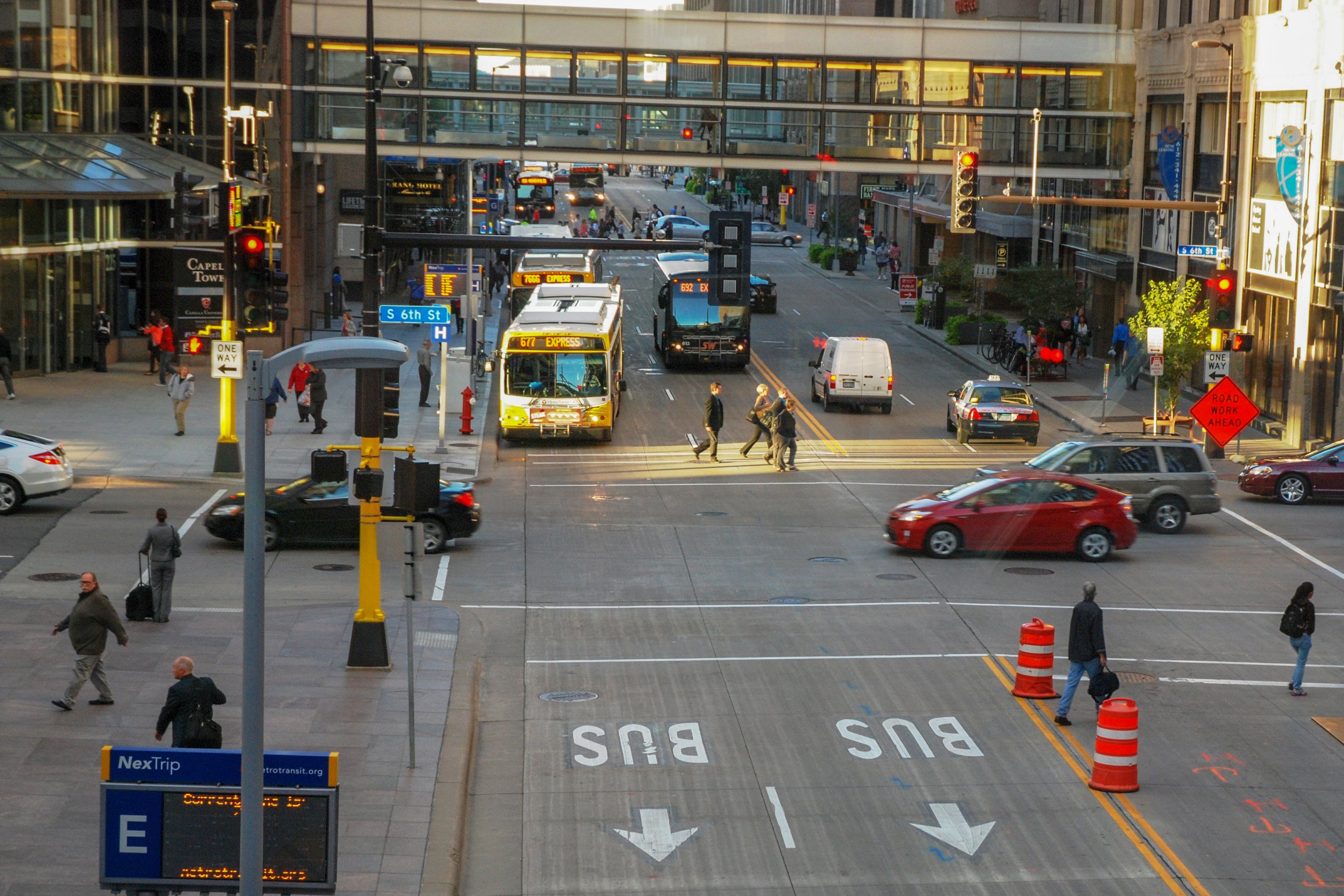 Buses on the Marq2 corridor in downtown Minneapolis.