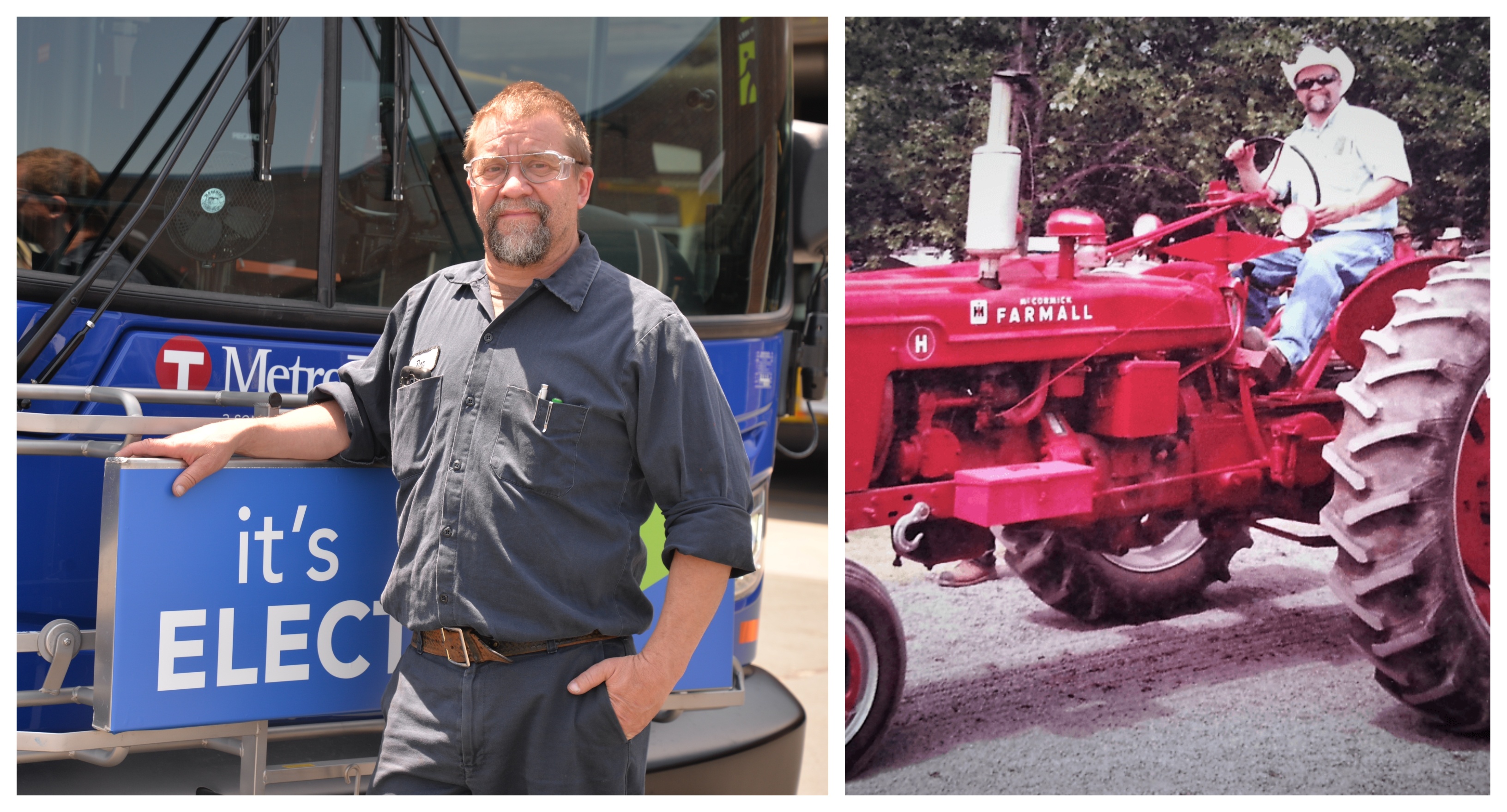 Mechanic Technician Dan Aasen with a Metro Transit electric bus.