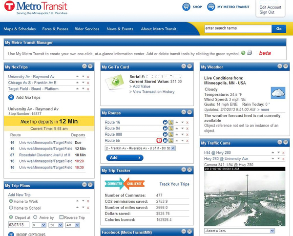 Image of my metro transit computer dashboard bus