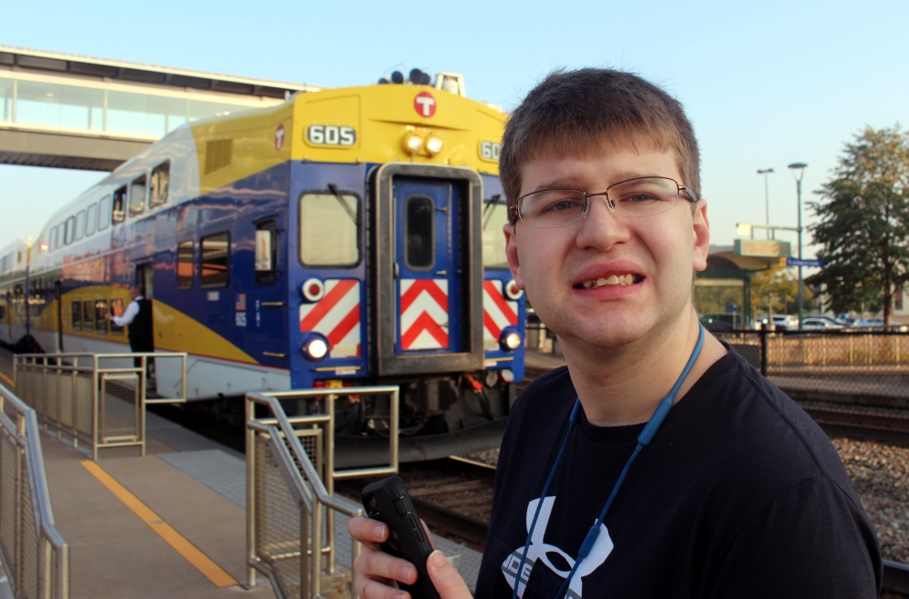 Josh Larson, who wrote "I Love the Northstar," at the Anoka Station. 