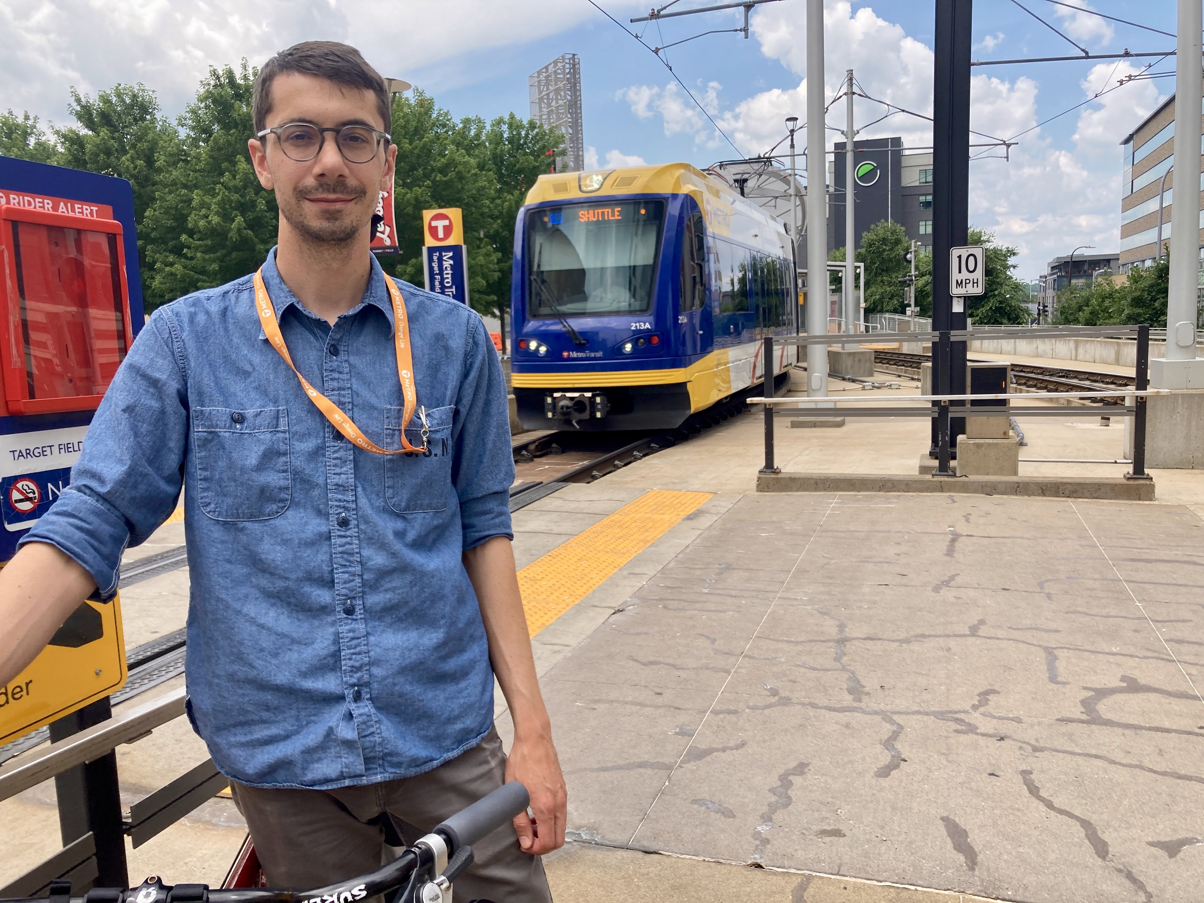 Planner Raymond Eliot at the Target Field Station with his bike. Planner Raymond Eliot at the Target Field Station with his bike.