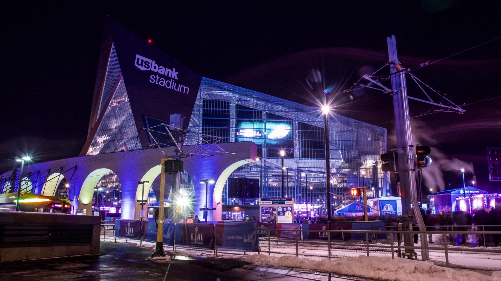 U.S. Bank Stadium Station, shortly before Super Bowl LII.