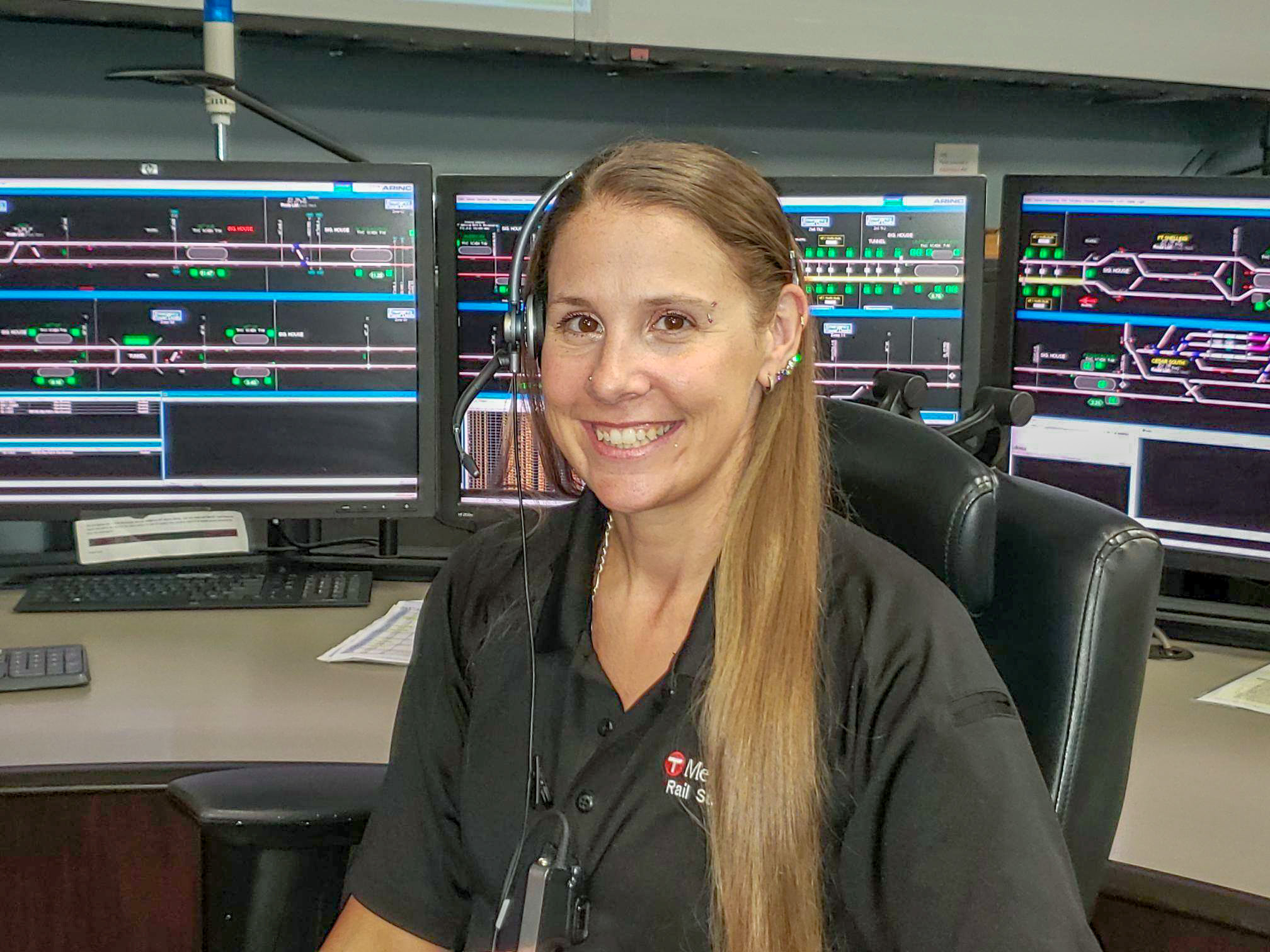 Rail Supervisor Jennifer Schultz in the Rail Control Center.