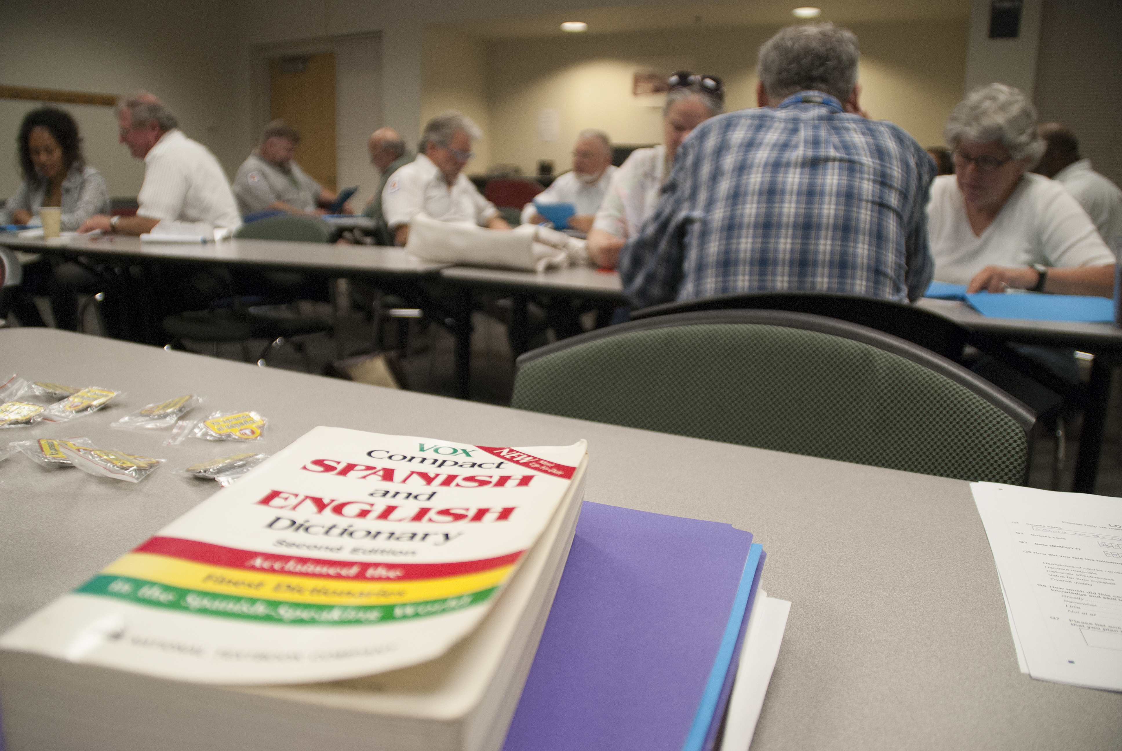 Metro Transit operators practice their Spanish at a recent class in St. Paul. 