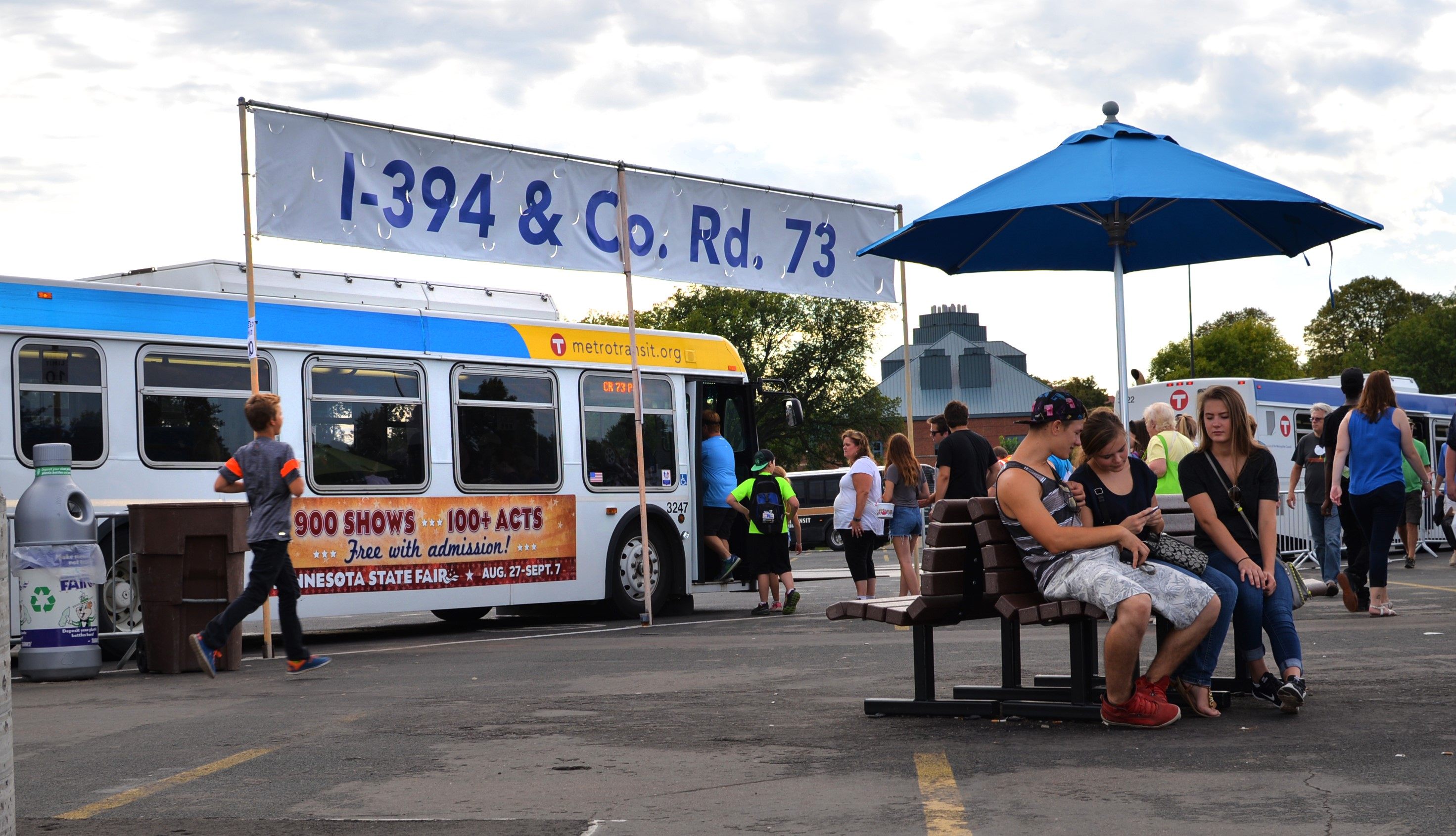 Buses at the Minnesota State Fair Transit Hub. 