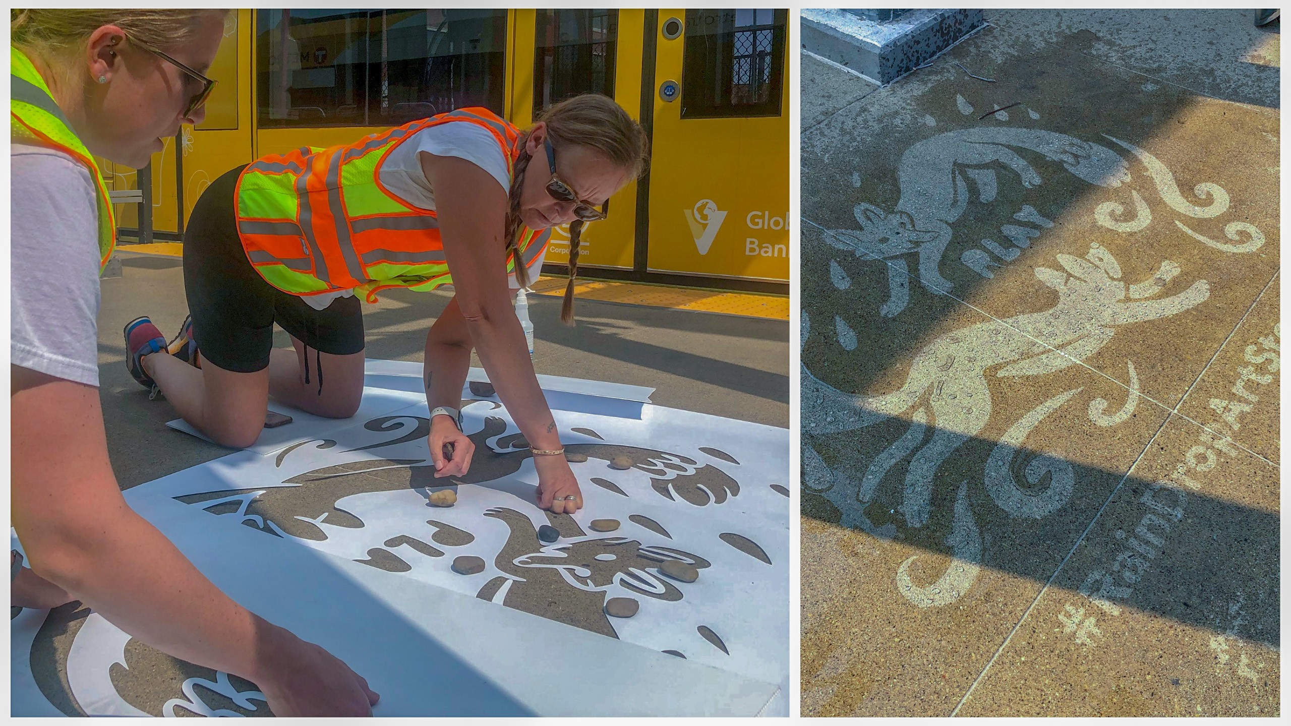 Rain-activated artwork is installed at Target Field Station. 