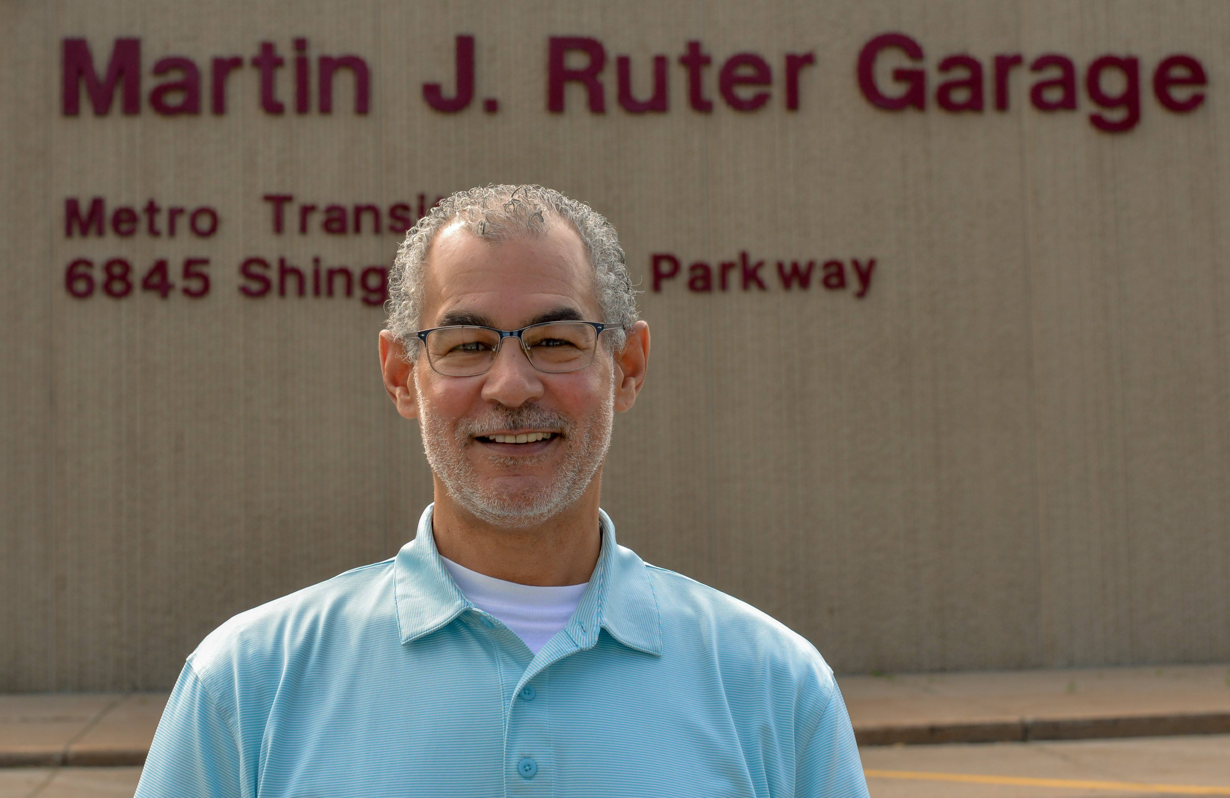 Assistant Transportation Manager Peter Stumme at the Ruter Garage. 