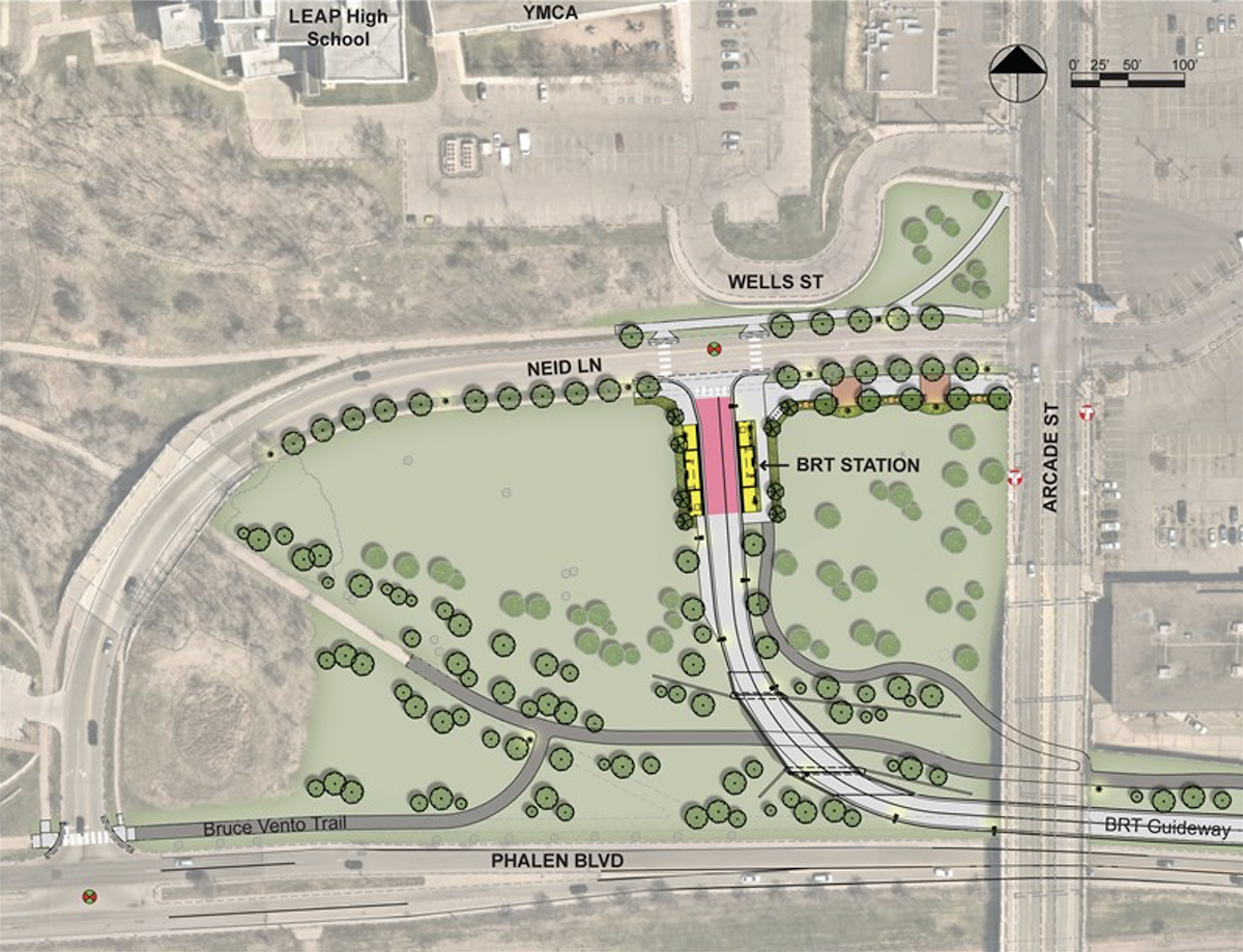 Plan view of the current Arcade Street Station location and design. 