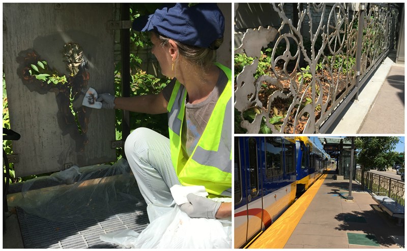 Conservators are hard at work repairing and cleaning the public art along Metro Transit’s rail lines and transit shelters. With more than 70 pieces of art, the agency owns one of the largest collections in the state.​