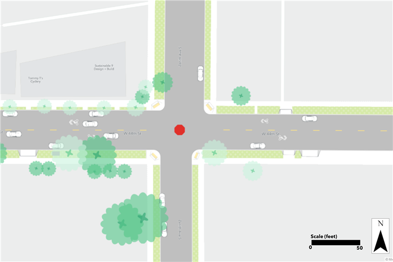 Existing condition at the 44th Street & Zenith area.