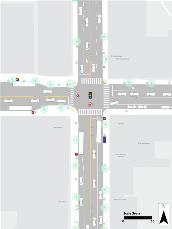 Existing condition at the France & 50th Street area.