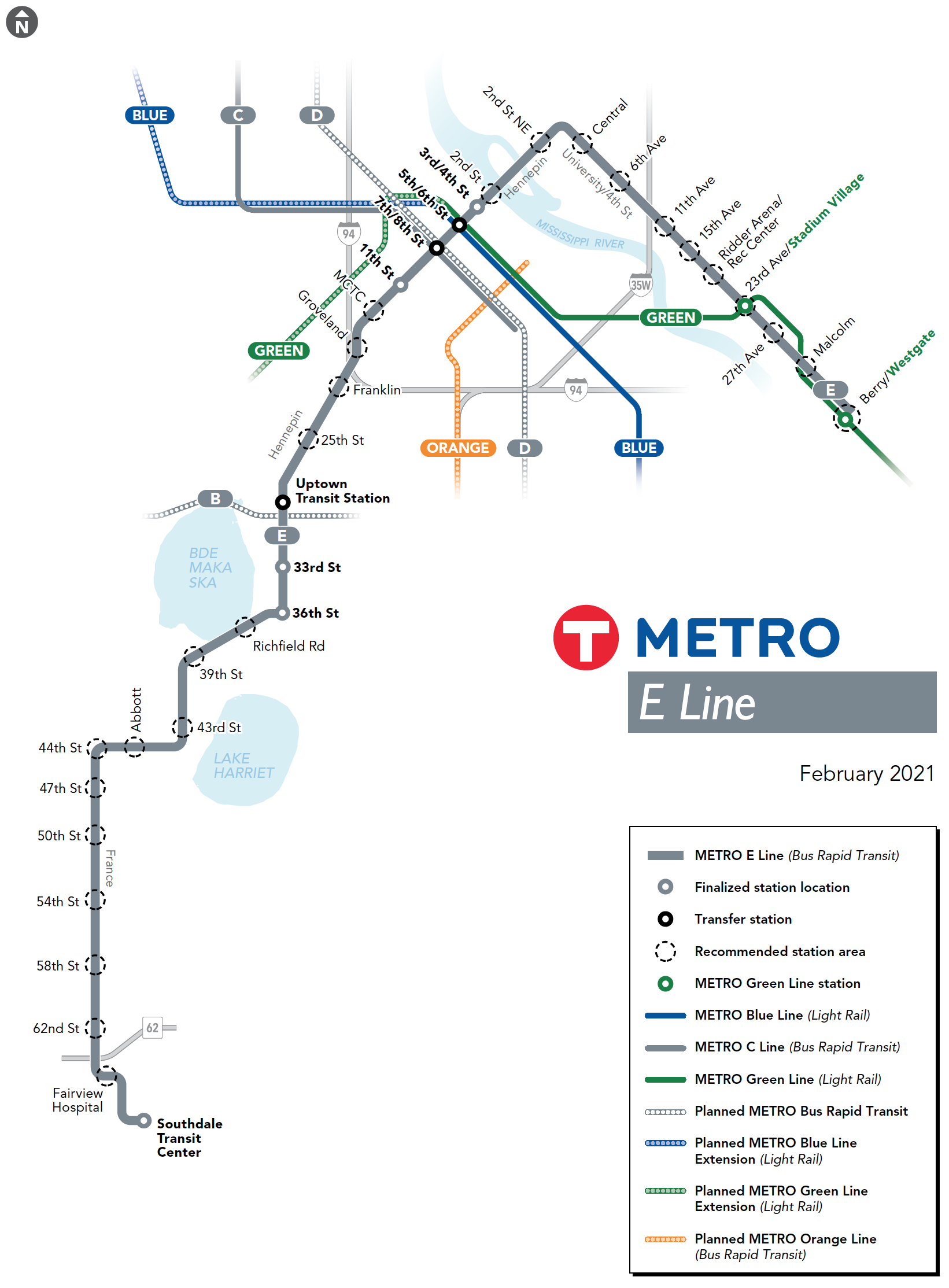 Map of the E Line Route