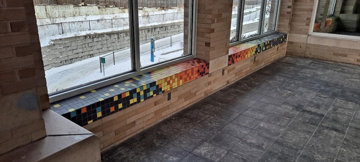 These windowsills in the Uptown Transit Center receive a lot of wear and tear from people sitting on them while waiting for the bus. 