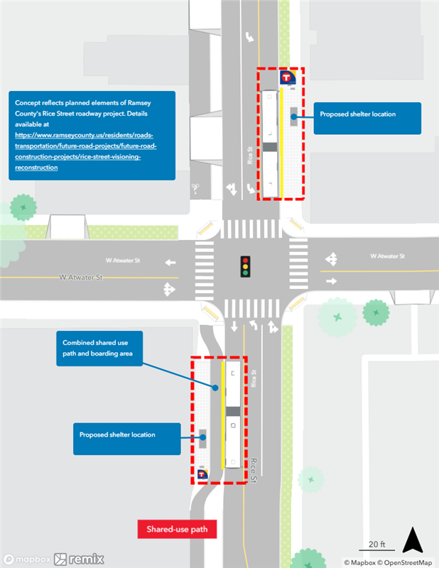 Image of proposed station condition at Rice and Atwater