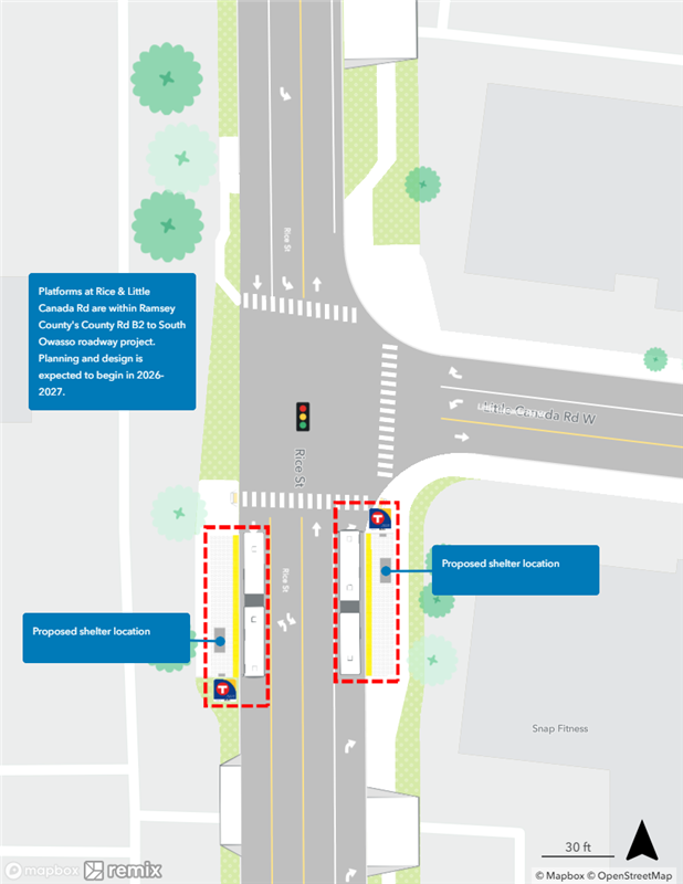 Map of proposed station area at Rice and Little Canada Road 