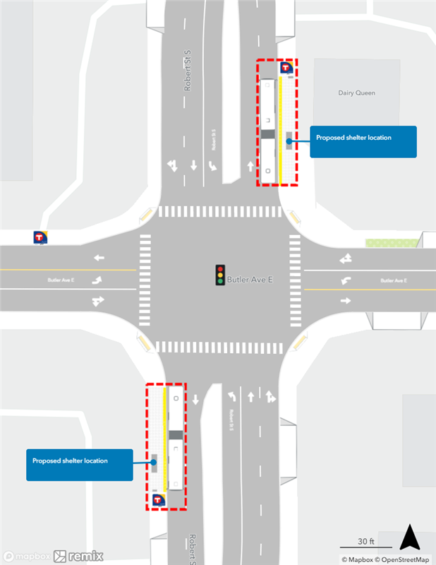 Image of proposed station condition at Robert and Butler 