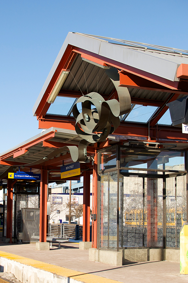Image of public art at the METRO Blue Line 38th Street Station. 
